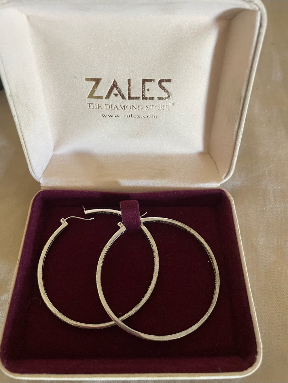 Zales Silver Diamond Hoop Earrings